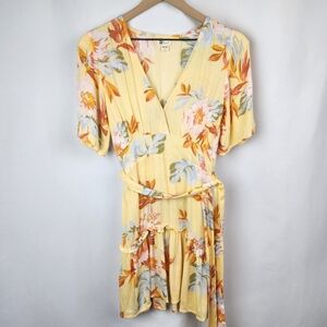 Billabong Women's Yellow Floral The One and Only Mini Dress Size S NWT